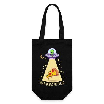 Außerirdische Pizza 1 - Geschenkbeutel für Flaschen - Schwarz - Vorne