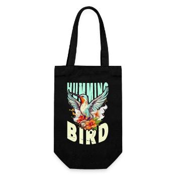 Hummingbird Flowers Bird Animal Art Watercolor Colorful - Gift Bag for Bottles - black - Front