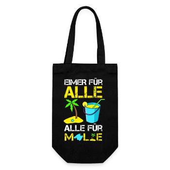 Lustiges EIMER FÜR ALLE, ALLE FÜR MALLORCA, Saufen - Geschenkbeutel für Flaschen - Schwarz - Vorne