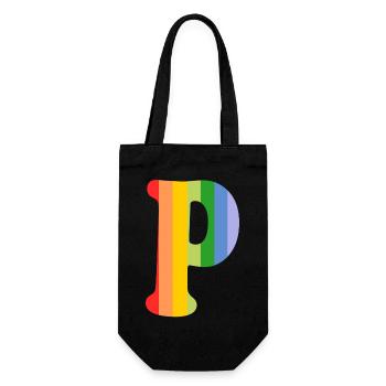 Letter P Rainbow - Gift Bag for Bottles - black - Front