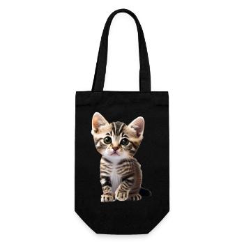 Cute young cat waiting for cuddles - Gift Bag for Bottles - black - Front