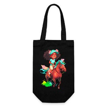 Girl Riding Horse - Gift Bag for Bottles - black - Front