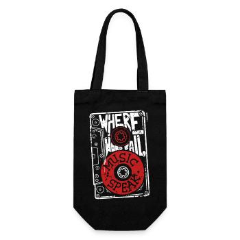 Where Words fail, Music Speak - Geschenkbeutel für Flaschen - Schwarz - Vorne