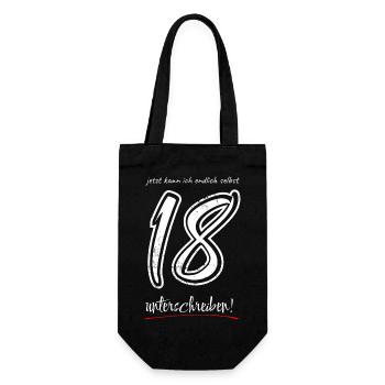 Jetzt kann ich endlich selbst unterschreiben! - Geschenkbeutel für Flaschen - Schwarz - Vorne