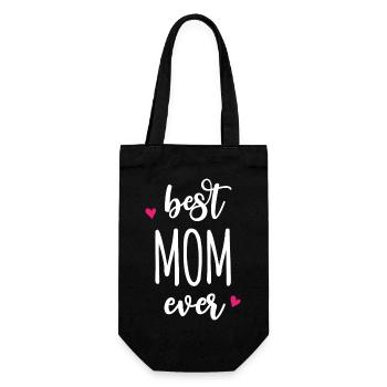 Beste Mutter aller Zeiten - Geschenkbeutel für Flaschen - Schwarz - Vorne