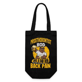 Prosthodontist Bod Like A Dad Bod Funny Dentist - Gift Bag for Bottles - black - Front