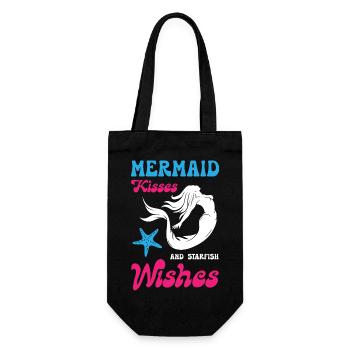 Mermaid Kisses and Starfish Wishes - Geschenkbeutel für Flaschen - Schwarz - Vorne