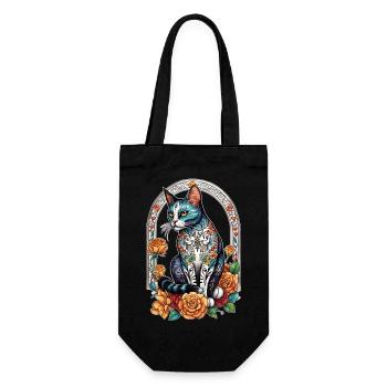 Cat Mexico - Dia de los Muertos - Gift Bag for Bottles - black - Front