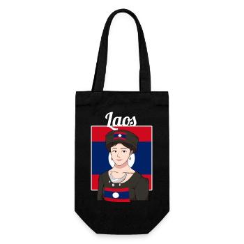Laos Laote Laoten Mädchen Kleid Lao I Geschenk - Geschenkbeutel für Flaschen - Schwarz - Vorne