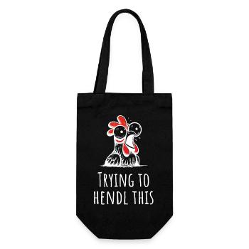 trying to hendl this hühner hahn - Geschenkbeutel für Flaschen - Schwarz - Vorne