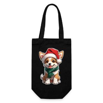 chien avec bonnet de noel - Sac à bouteille - noir - Devant