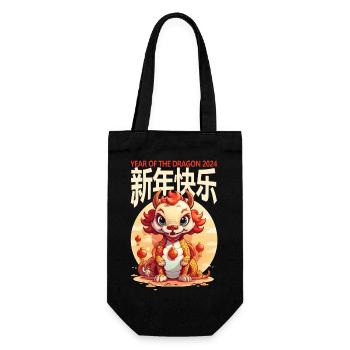 Year Of The Dragon Happy Chinese New Year 2024 - Geschenkbeutel für Flaschen - Schwarz - Vorne
