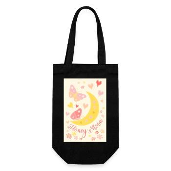 Lune de miel coeurs fleurs papillons affiche jaune - Sac à bouteille - noir - Devant