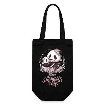 Joyeuse fête des mères Couronne florale maman Panda - Sac à bouteille - noir - Devant