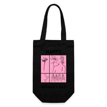 Frauentag Weltfrauentag - Geschenkbeutel für Flaschen - Schwarz - Vorne