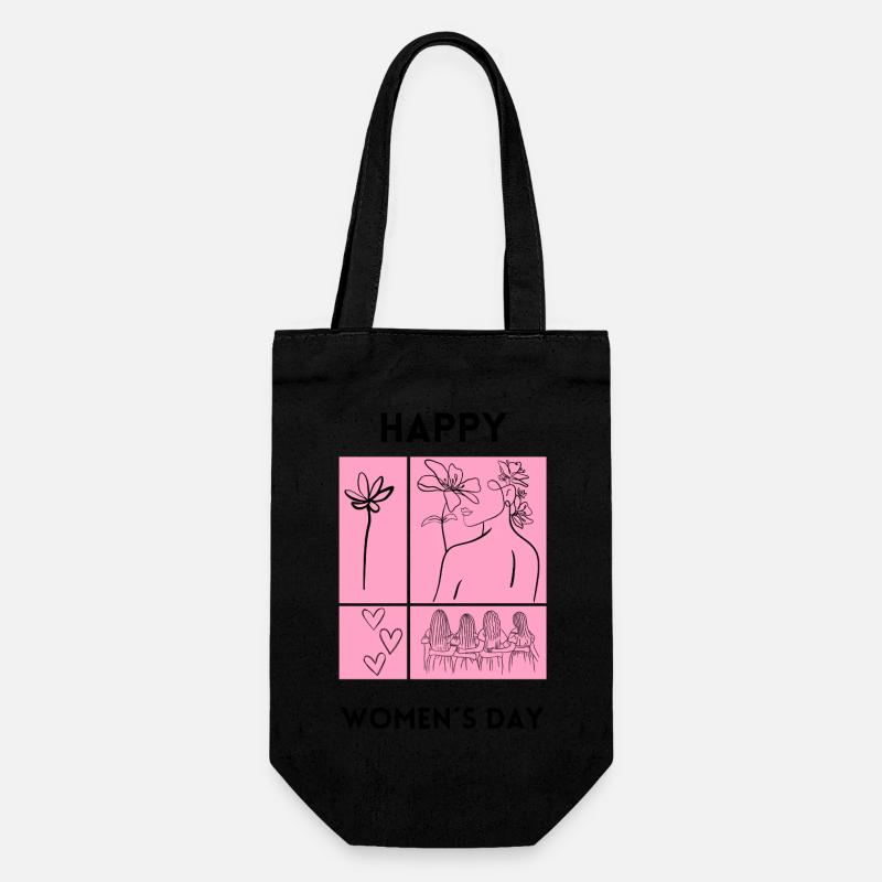 Frauentag Weltfrauentag - Geschenkbeutel für Flaschen - Schwarz