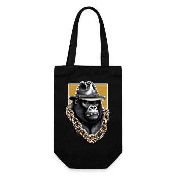 gorille avec chaine en or - Sac à bouteille - noir - Devant