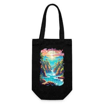 Strandurlaub Sonne Meer - Geschenkbeutel für Flaschen - Schwarz - Vorne