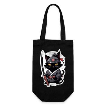 Ninja Cat - Samurai Kitten - Gift Bag for Bottles - black - Front