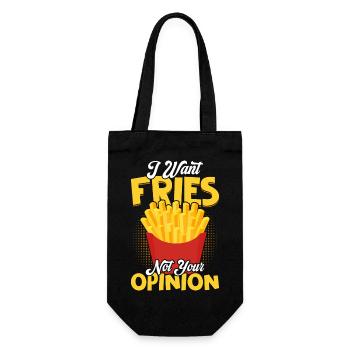 Craving Fries, Not Advice: Clear Priorities - Geschenkbeutel für Flaschen - Schwarz - Vorne