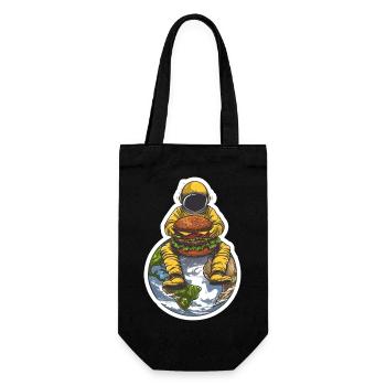 Astronaut is happy about his burger in space - Gift Bag for Bottles - black - Front