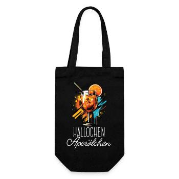 Hallöchen Aperölchen Cocktail Sommerparty Shirt - Geschenkbeutel für Flaschen - Schwarz - Vorne