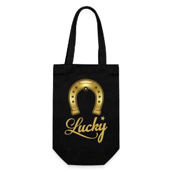 Pferde Hufeisen Horseshoe - Lucky Star - Geschenkbeutel für Flaschen - Schwarz - Vorne