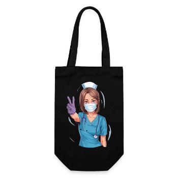 Lustige Krankenschwester mit Humor - Geschenkbeutel für Flaschen - Schwarz - Vorne