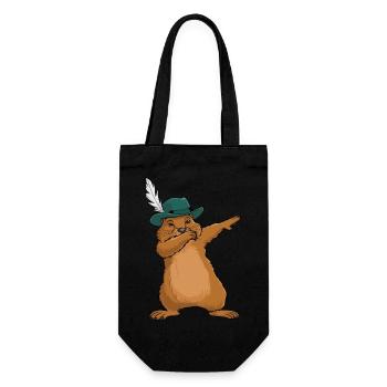 Murmeltier für einen Murmeltier Liebhaber - Geschenkbeutel für Flaschen - Schwarz - Vorne