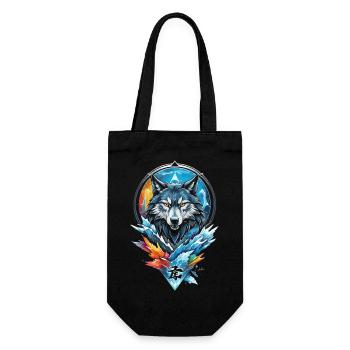 Geometrischer Wolf Wasser und Feuer - Geschenkbeutel für Flaschen - Schwarz - Vorne