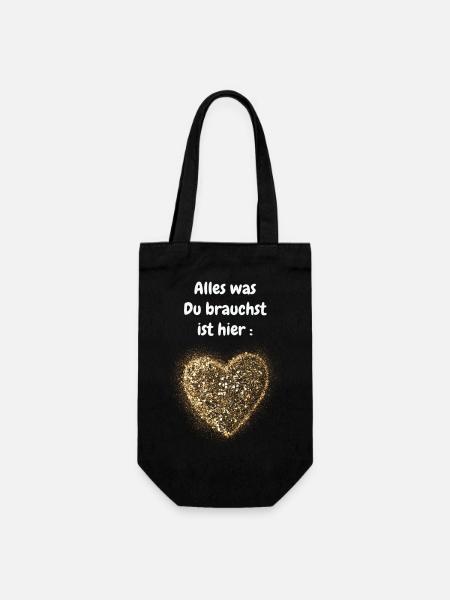 Alles was Du brauchst... - Geschenkbeutel für Flaschen - Schwarz