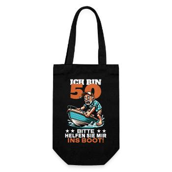 ICH BIN 50 BITTE HELFEN SIE MIR INS BOOT - Geschenkbeutel für Flaschen - Schwarz - Vorne