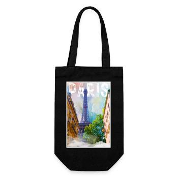 Paris Vintage Eiffel Tower Travel Poster - Gift Bag for Bottles - black - Front