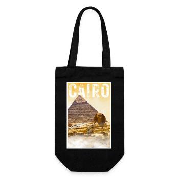 Kairo Vintage Reiseposter mit Pyramide und Sphinx - Geschenkbeutel für Flaschen - Schwarz - Vorne