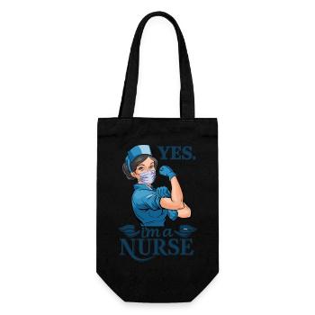 Lustige Krankenschwester mit Humor - Geschenkbeutel für Flaschen - Schwarz - Vorne