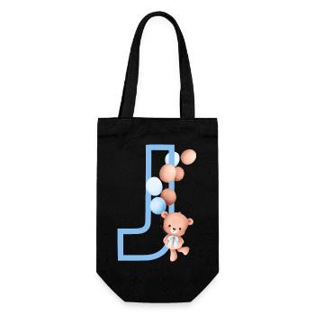 Blue Bear J Letter - Gift Bag for Bottles - black - Front