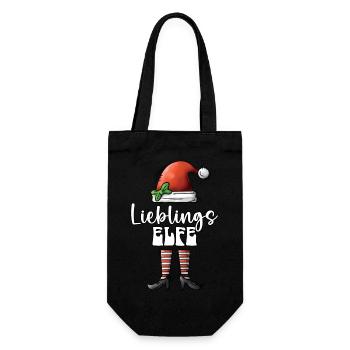 Lieblingselfe Elfe Weihnachten Weihnachtselfe XMAS - Geschenkbeutel für Flaschen - Schwarz - Vorne