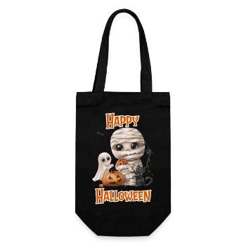 Halloween – Happy Halloween cute cat as mummy - Gift Bag for Bottles - black - Front