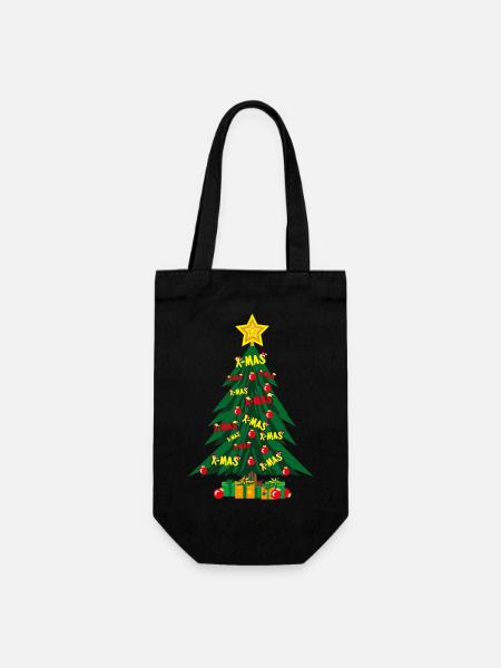 Weihnachtsbaum mit viel Liebe und Stern. - Geschenkbeutel für Flaschen - Schwarz
