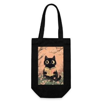 Chat mignon - amoureux des livres, chemise d’amoureux des chats, sacs, réservoir - Sac à bouteille - noir - Devant