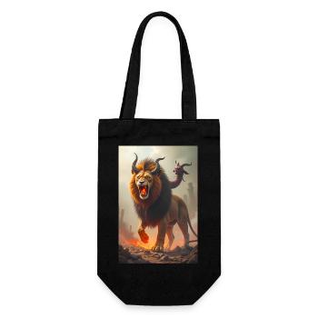 Chimera, three-headed monster, lion breathing fire - Gift Bag for Bottles - black - Front
