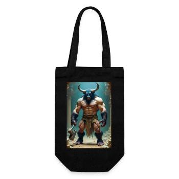 Minotaur, massive bull-headed warrior gripping axe - Gift Bag for Bottles - black - Front