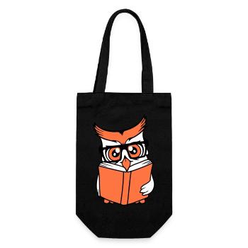 Owl Nerd Geek Book Reading Bird Eagle Owl Glasses Smart - Gift Bag for Bottles - black - Front