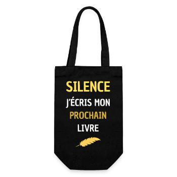 SILENCE J'ECRIS MON PROCHAIN LIVRE - Sac à bouteille - noir - Devant
