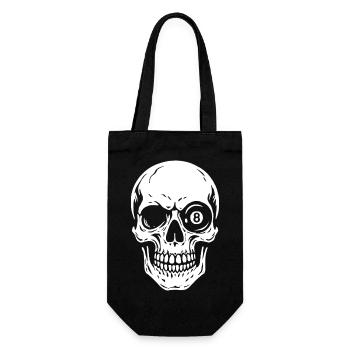 Eight Ball, Totenkopf, Billard Spieler Geschenk - Geschenkbeutel für Flaschen - Schwarz - Vorne