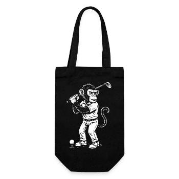 Chimp playing golf gift - Gift Bag for Bottles - black - Front
