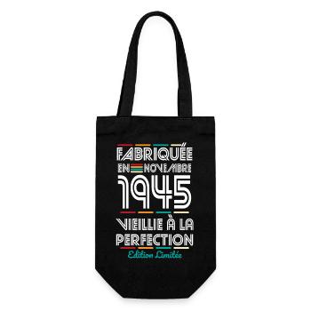 Anniversaire 80 ans - Fabriquée en Novembre 1945 - Sac à bouteille - noir - Devant