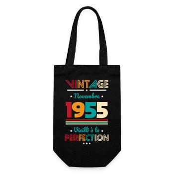 70 Years Anniversary - Vintage - November 1955 - Gift Bag for Bottles - black - Front