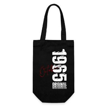 60. Geburtstag Original Oktober Jahrgang 1965 - Geschenkbeutel für Flaschen - Schwarz - Vorne