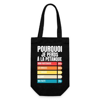 Warum ich beim Pétanque verliere Lustiges Geschenk Humor Petanque - Geschenkbeutel für Flaschen - Schwarz - Vorne